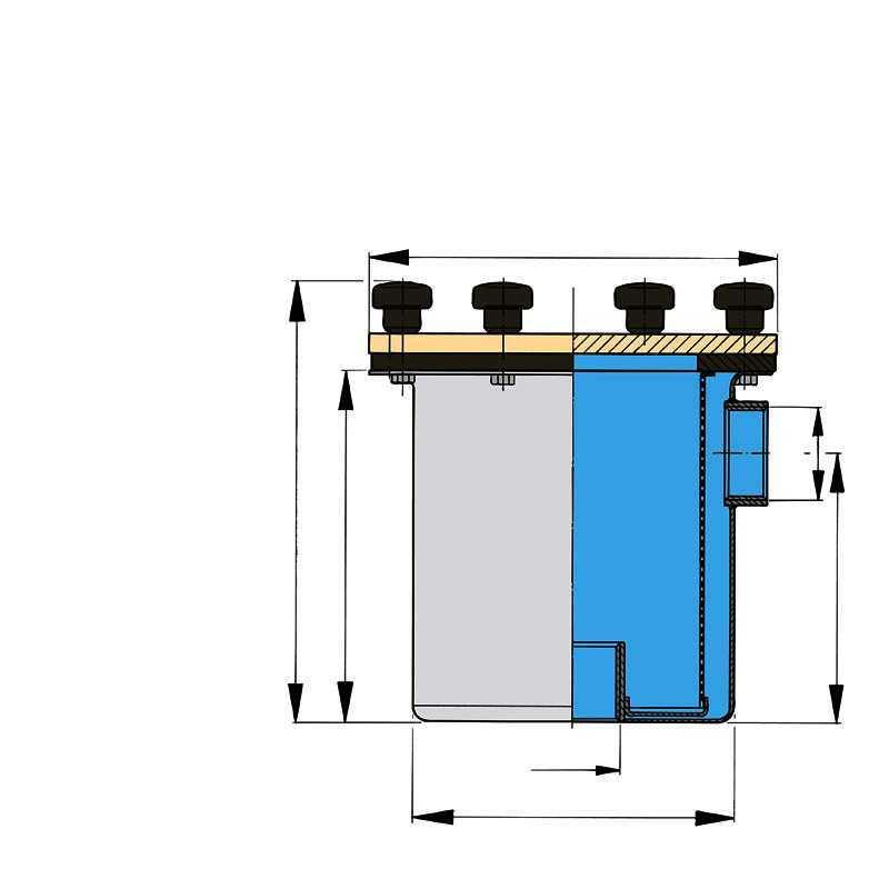 Filtre eau de mer 205 l/min type 525 inox Raccord 11/2” B.S.P tuyau diam intérieur 38 mm