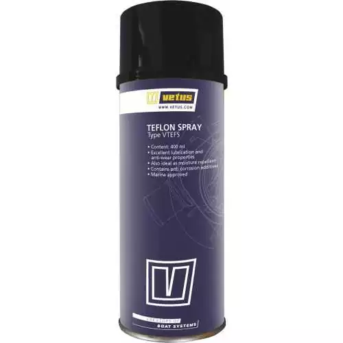 A‚rosol teflon VETUS pour nettoyage, graissage et protection contre salissures et corrosion, 400 ml