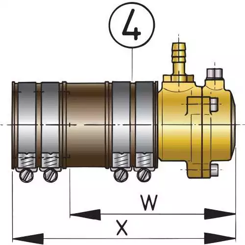 Presse-étoupe souple diamètre 25 mm à double joint à levre Longueur 144 mm
