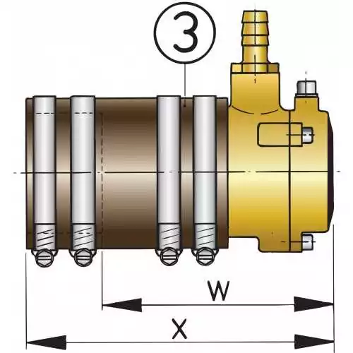 Presse-étoupe souple diamètre 35 mm à double joint à levre longueur 145 mm