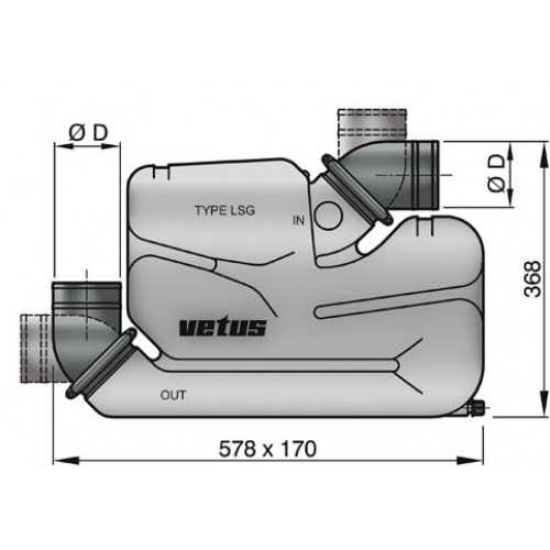 Waterlock synthétique LSG75 diam 75 mm coudes d'entrée et sortie orientables