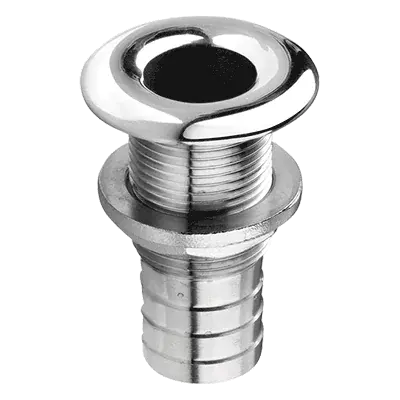 Passe coque inox bords arrondis polie 1" 1/4 pouces raccord cannelé tuyau 32mm