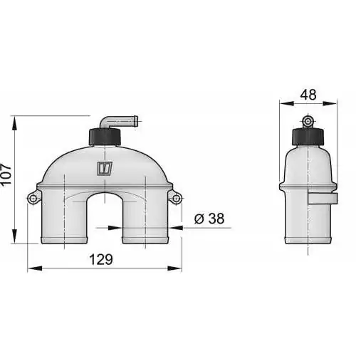 Coude anti-siphon type ASD 38 mm avec tuyau
