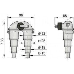 Coude anti-siphon type ASD raccord 13/19/25/32 mm avec tuyau