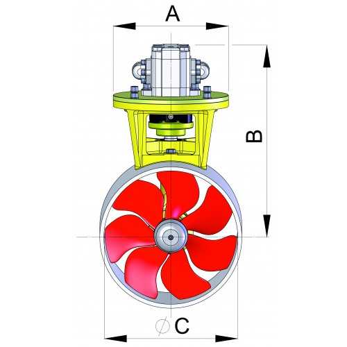 Embase 160 kgf pour propulseur hydraulique inclus moteur hydraulique pour tuyere 250 mm