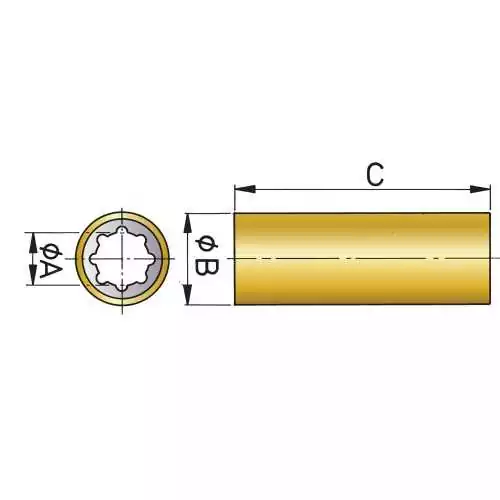 Bague hydrolube pour arbre diam 80 mm extérieur diam 100 mm longueur 320 mm avec jupe en laiton