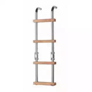Echelle de bain pliante inox 4 marches en acajou 755 mm dépliée