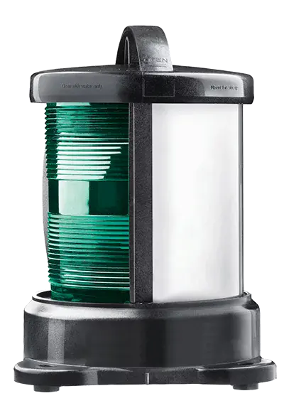 Feu tout horizon vert montage sur socle boitier noir ampoule non fournie