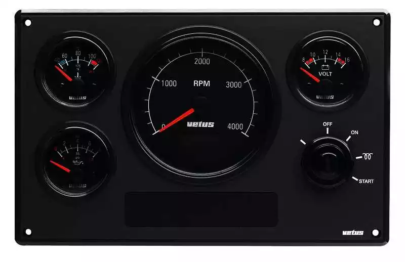 Tableau de bord moteur synthétique type MPA34 24V 4 instruments noir 0-4000 RPM Tableau de bord moteur synthétique type MPA34 24V 4 instruments noir 0-4000 RPM