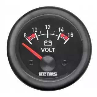 Voltmetre noir, 12v (10-16v) trou d'encastrement 52mm