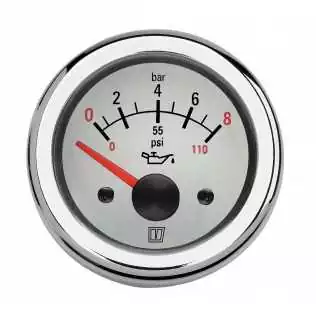Indicateur blanc de pression d'huile 12V 0-8 bar 0-110 psi encastrement 52mm