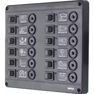 Tableau électrique type P12 avec 12 postes 12V à disjoncteurs thermiques