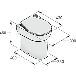 Toilette type WCS avec systeme de pompe 230 Volt, 50 Hz