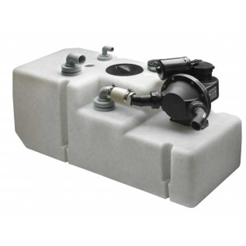 Systeme de réservoir eaux usées 42 litres 24 Volt y inclus pompe flotteur et tuyau