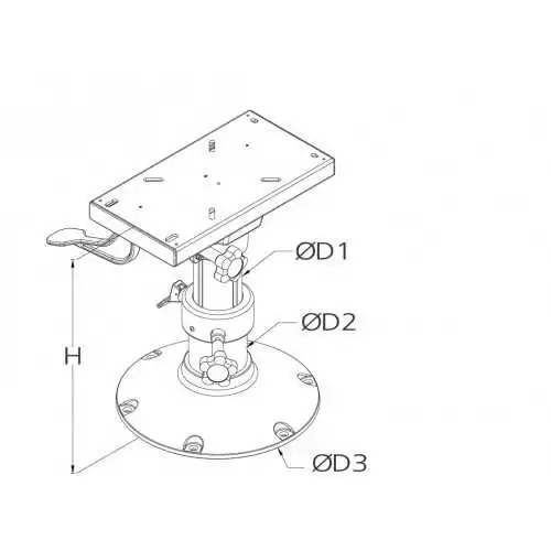 Pied de siege fixe pivotant hauteur 45 cm