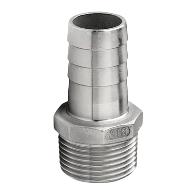Raccord annelé inox male G1 1/4'' pour tuyau 38 mm