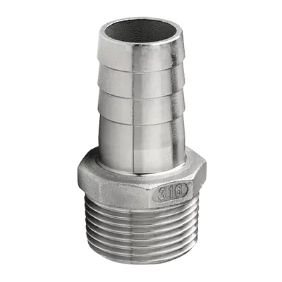 Raccord annelé inox male G1/2'' pour tuyau 16 mm
