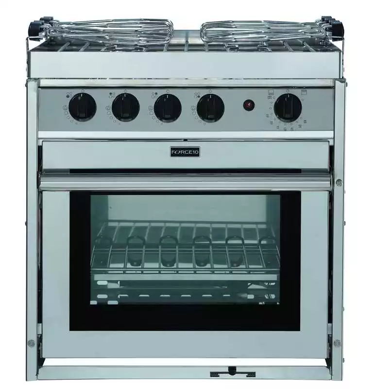 Cuisinière inox 2 feux avec four compact 14L