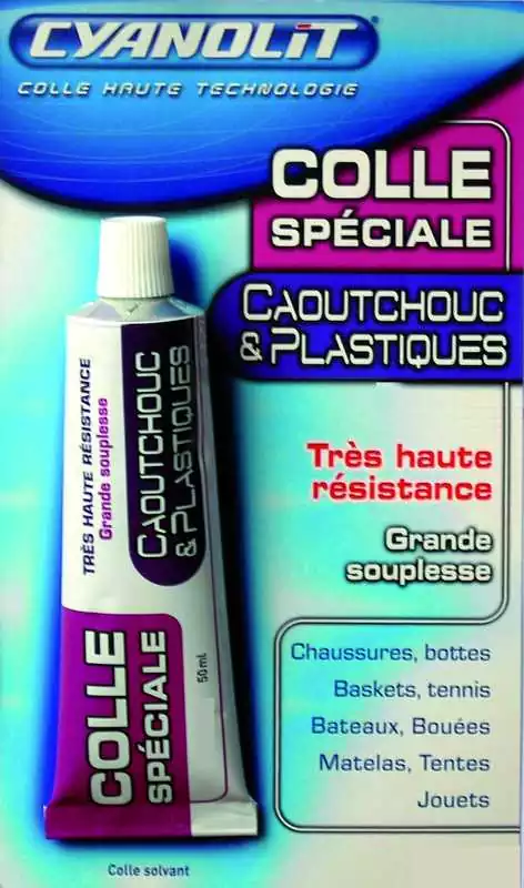 Colle Spéciale caoutchouc et plastiques 50ml bottes jouet tente bouée matelas à air
