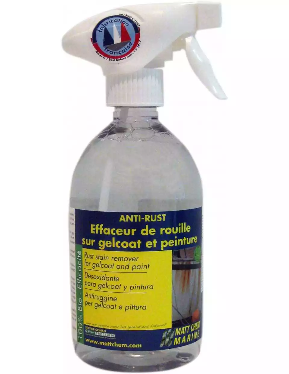 Anti rust Elimine coulures de rouille sur gelcoat et peintures aerosol 500ml