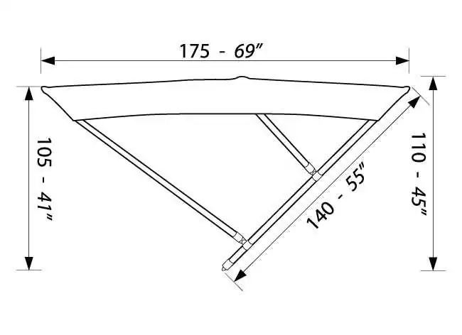 Bimini 3 arceaux Bleu marine Hauteur 140 cm Longueur 175 cm Largeur 225 cm