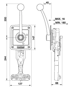 Commande moteur à levier unique en inox pour montage latéral