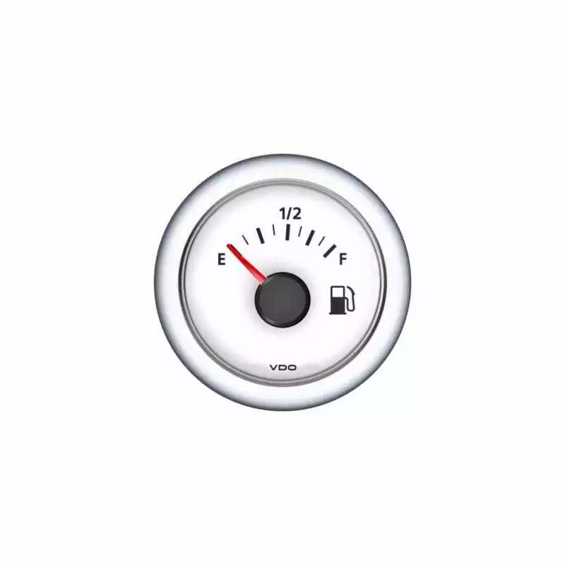 Indicateur de carburant 12-24V 90ohms fond blanc cercle rond blanc percage 52 mm