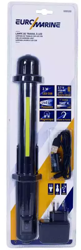 Baladeuse 3W 12V LED Rechargeable sur 220V 12V et USB 240 Lumens