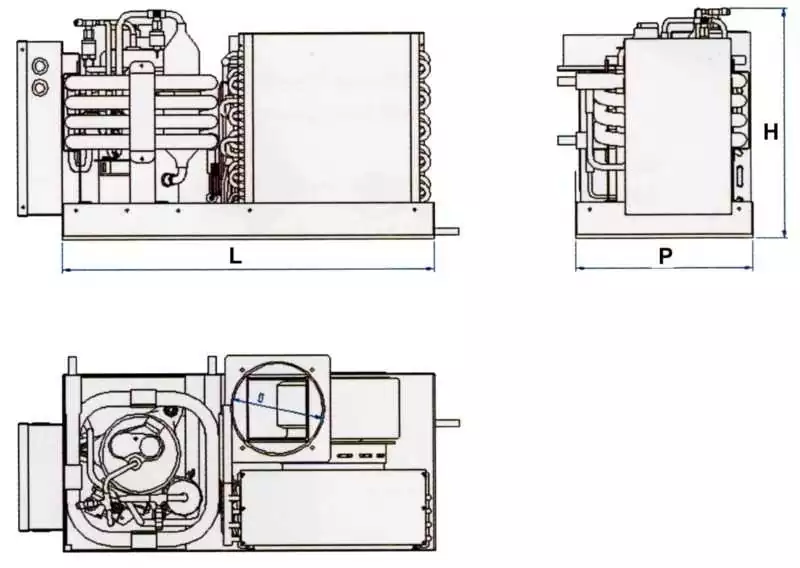 Climatisation 12.000BTU 230V avec commande débit 550 m3/h