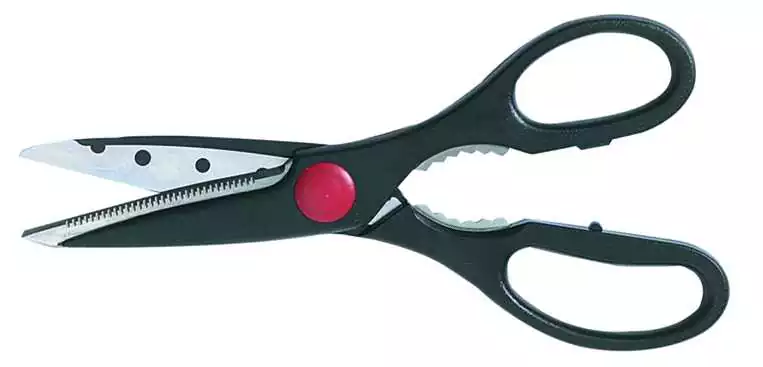 Ciseau de pêcheur inox à lames dentelées multi-fonctions