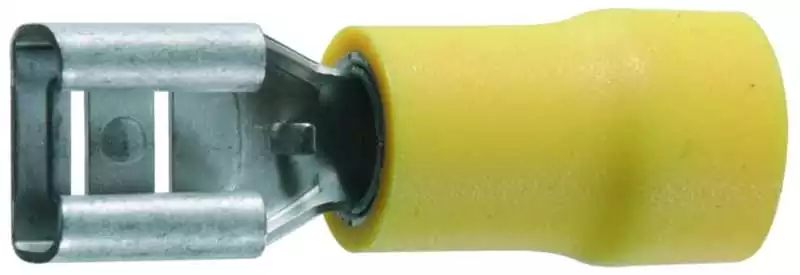 10 Cosses 6,3mm clip femelle jaune