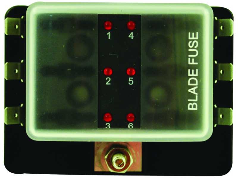 Tableau pour 6 fusibles enfichables avec témoin à LED 12V