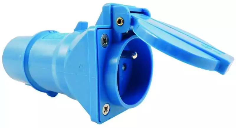 Adaptateur Monobloc fiche mâle CEE P17 bleue avec prolongateur femelle 10/16A IP44
