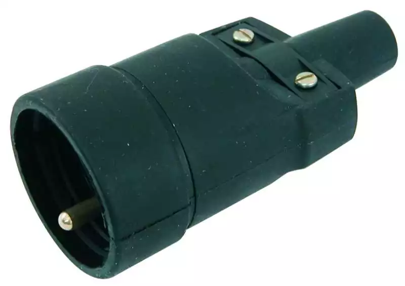Fiche femelle 250V 10/16A caoutchouc étanche noir 2P+T