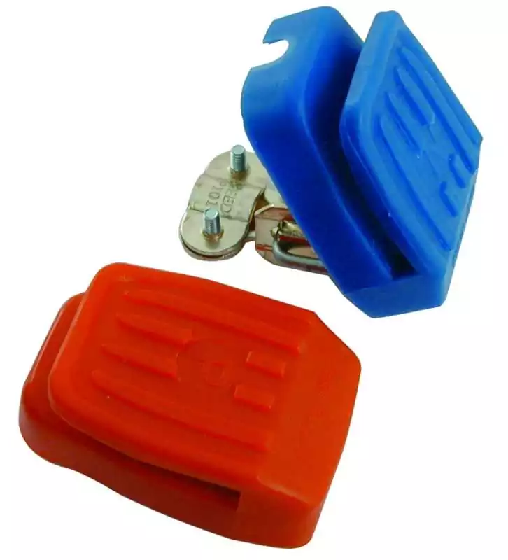 Jeu de cosses batterie automatique bleu et rouge Jeu de cosses batterie automatique bleu et rouge