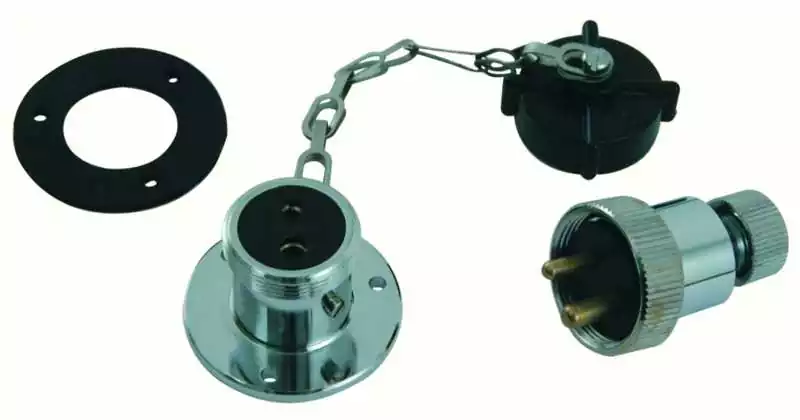 Prise avec fiche étanche 3A 2 poles laiton chromé
