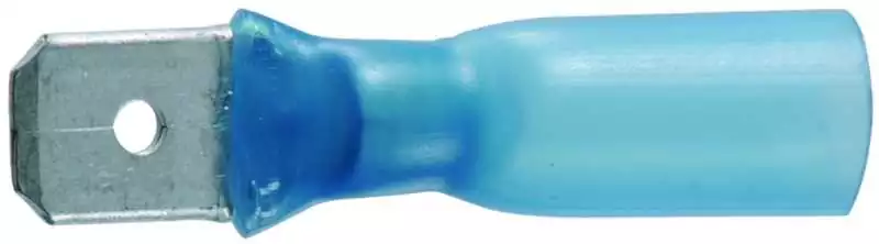 10 cosses thermorétractables 6,3mm languette mâle bleu câble 1,5-2,5mm²