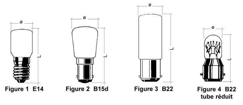 Ampoule 235V 25W E14 poirettes diamètre 22x48mm