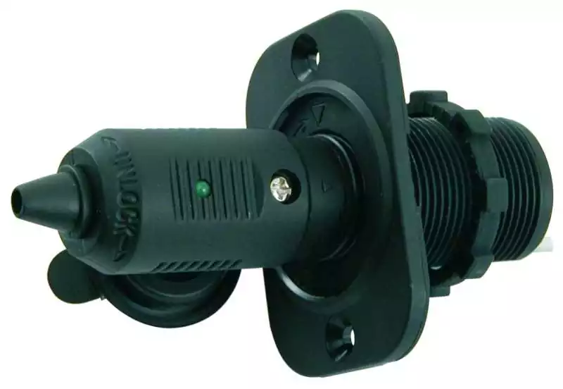 Fiche mâle et prise femelle 12 V réf 001682 et 001683 verrouillage