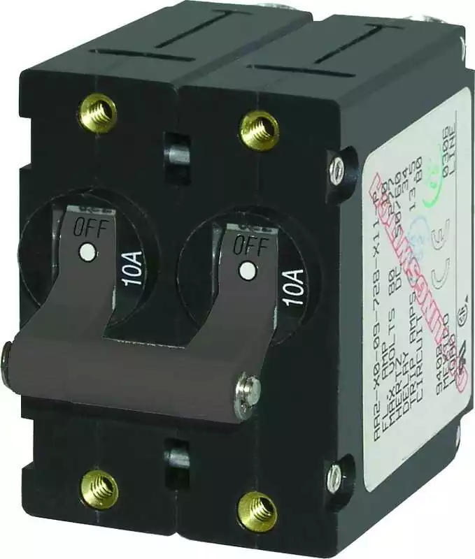 Disjoncteur Serie A Toggle noir 10A bipolaire magnéto-thermique