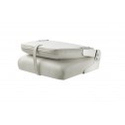 Siege luxe rabatable blanc coutures bleu marine 400mm