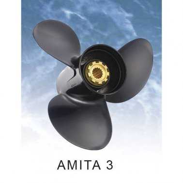 Hélice Amita BFT60-BFT90 BF75-BF130 3 pales diam 13,5x15 Rotation R Tohatsu Nissan HONDA échappement par hélice 15 cannelures