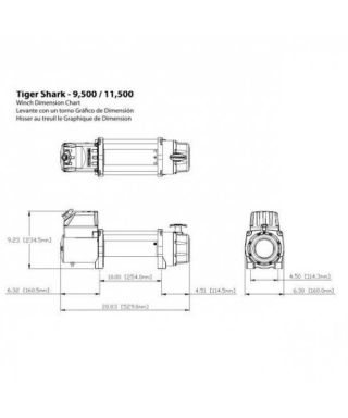 Treuil électrique Tiger Shark 9500 4309kg 12V câble synthétique
