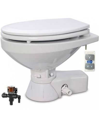 WC électrique silencieux avec électrovanne grand modèle 12V tuyau entrée 19 mm et sortie 25-38 mm