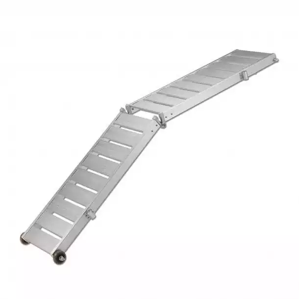 Passerelle pliante aluminium légère 2m Largeur 37 cm avec roues lyre et support