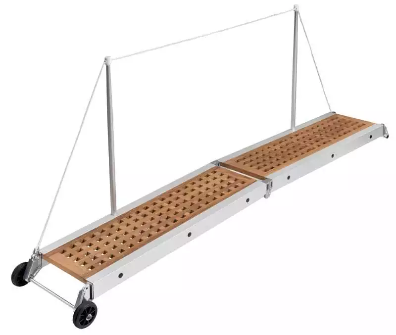 Passerelle pliante alu et teck Longueur 2,1M Largeur 36 cm