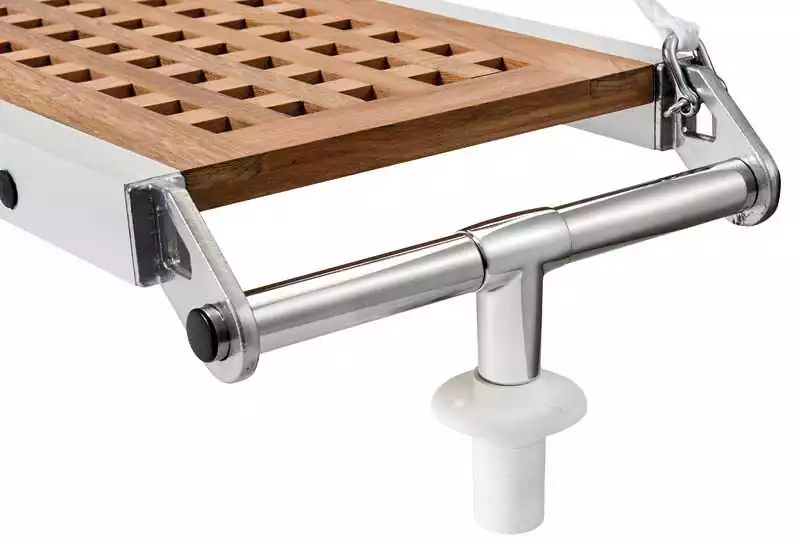 Passerelle pliante alu et teck Longueur 2,1M Largeur 36 cm