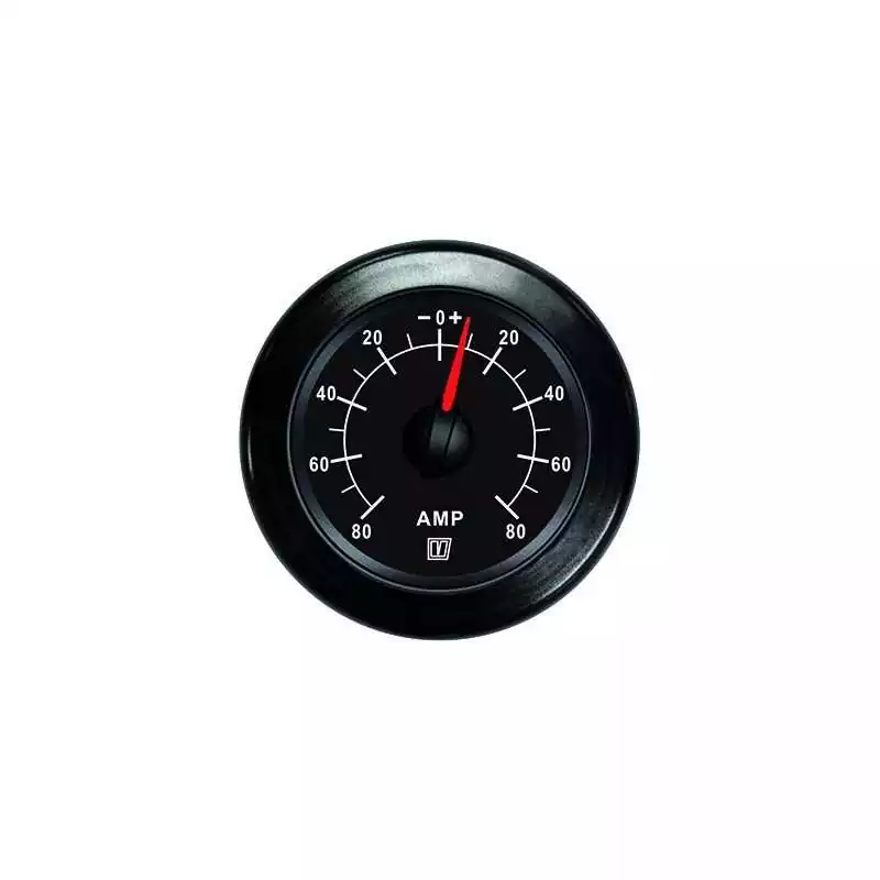 Amperemetre noir 12/24v (+/- 80A) trou d'encastrement 52mm