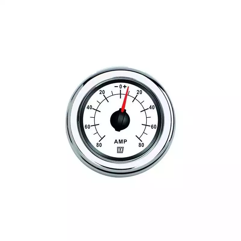 Amperemetre blanc 12/24v (+/- 80A) trou d'encastrement 52mm