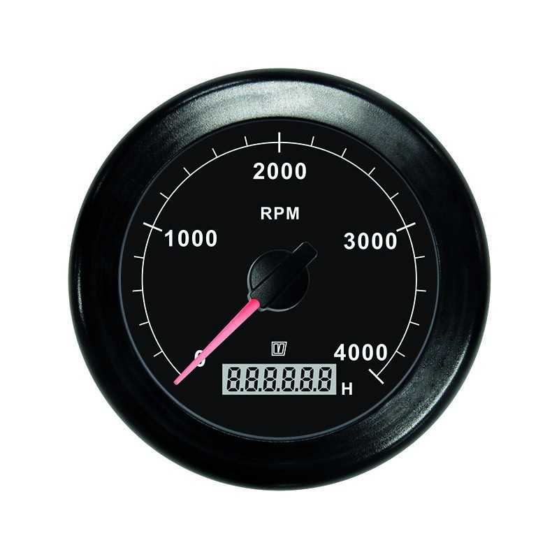 Compte tours avec horametre noir 12/24v (0-5000rpm) trou d'encastrement 100 mm